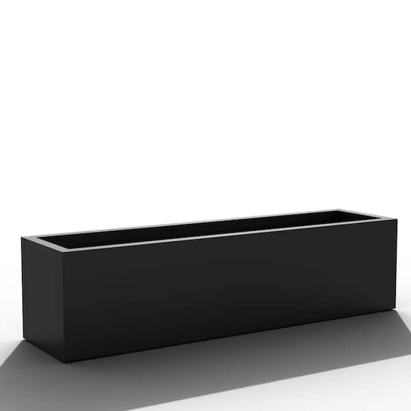9 in. L x 35.83 in. W x 9 in. H 50 qts. Black Metal Rectangular Planter Box Raised Beds with Drainage Hole for Herbs