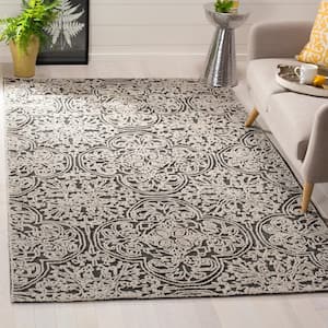 Trace Dark Gray/Light Gray Doormat 2 ft. x 4 ft. Geometric Floral Area Rug