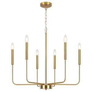 6-light Gold Candlestick Chandelier for Kitchen with no bulbs included