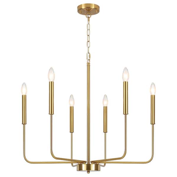 ADSENSTY 6-light Gold Candlestick Chandelier for Kitchen with no bulbs included