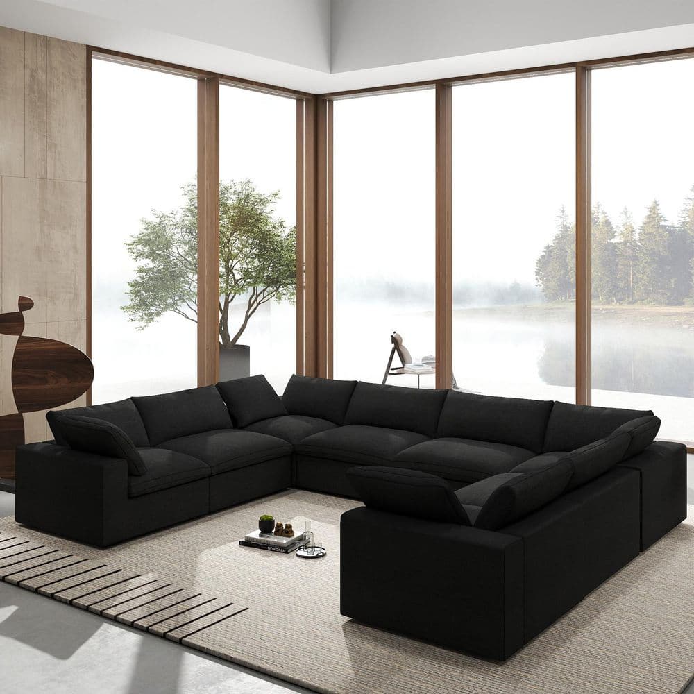 157.32 in. sq. Arm 8-Piece Linen Modular Free Combination Sectional Sofa in. Black For Large Space price history on PriceWatchPro