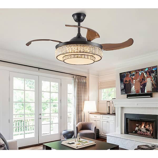 48 in. Indoor Retractable Ceiling Fan with Integrated Light and Smart Remote Control