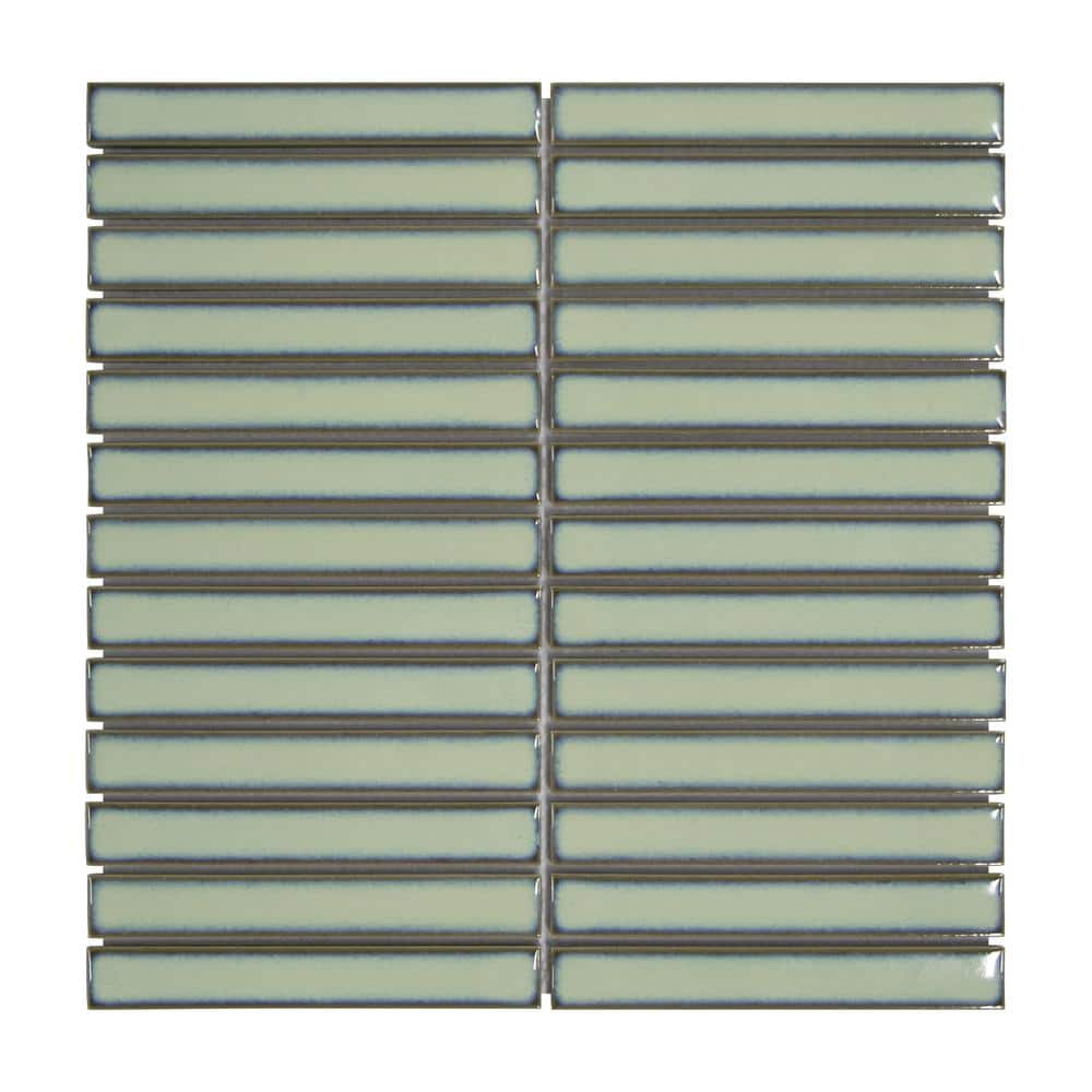 Stacked Green 12 in. x 12 in. Glossy Porcelain Floor and Wall Mosaic Tile Kit Kat Finger Tile (5 sq. ft. /Case) price history on PriceWatchPro