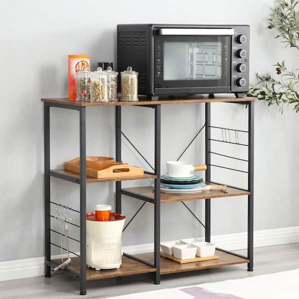 Bestier 3-Tier Kitchen Baker's Rack Microwave Oven Stand with Storage Cabinet Rustic