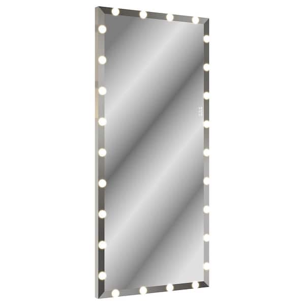 Silver 32 in W x 71 in. H Rectangular Aluminum Framed Mirror
