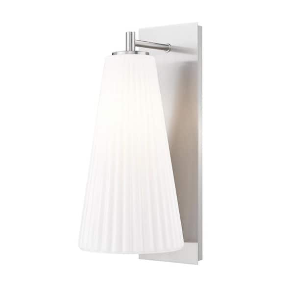 Filament Design Farrell 1-Light Brushed Nickel Wall Sconce with White Glass Shade