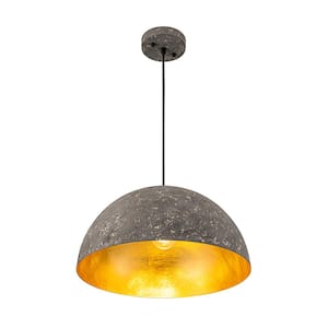 PCover Modern Farmhouse 15.7 in.W 1-Light Dome Pendant Light Gray-White Industrial Metal Singe Hanging Light