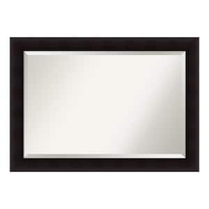 Portico Espresso 41.5 in. x 29.5 in. Beveled Rectangle Wood Framed Bathroom Wall Mirror in Brown