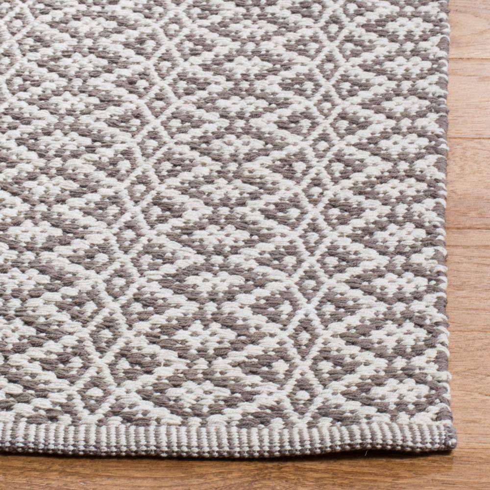 Ivory and Grey Rectangular Flat Woven Wool Cotton Rug, 4' x 6'