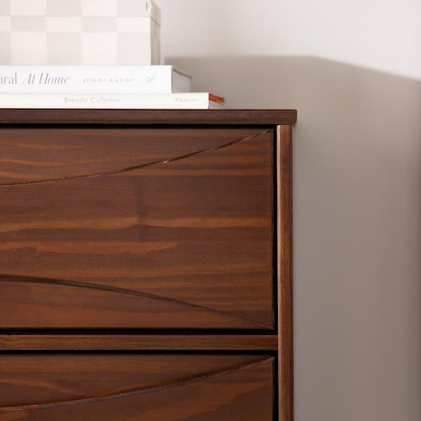 Walker Edison Furniture Company Mid-Century Modern Walnut 6-Drawer 58.5 in.  Dresser with Curved Detailing HD10002 - The Home Depot