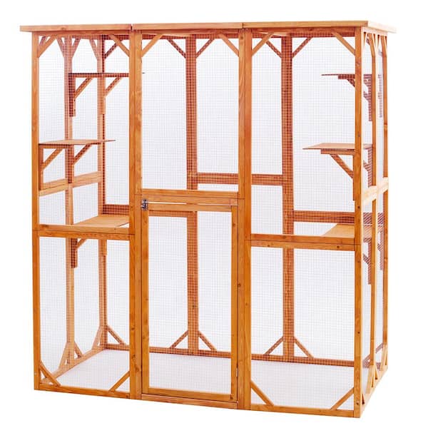 maocao hoom 71 in. L x 38.5 in. W x 71 in. H Large Cat House in Orange