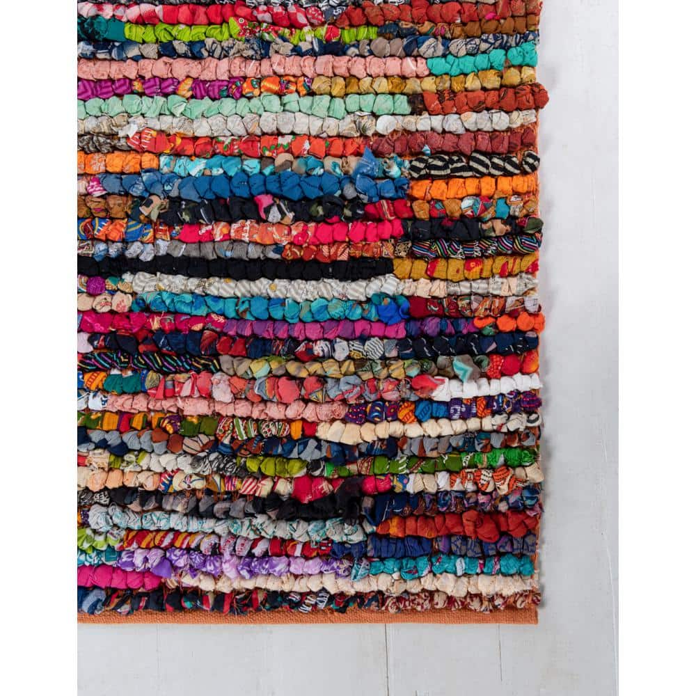 Handmade Multicolor Cotton Braided Area Rug, 2' x 3'