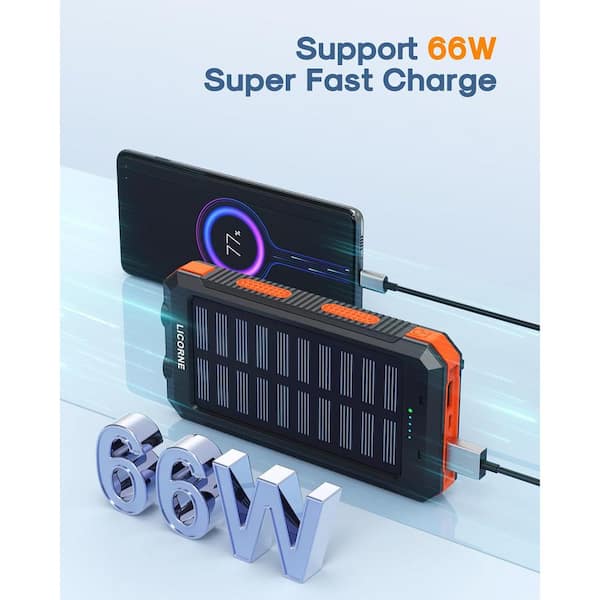 Power Bank Solare LED 30000 MAh – Caricabatterie Portatile Con 4 USB, Doppio Ingresso E 9 LED Con Modalità SOS, Per Campeggio E Emergenze