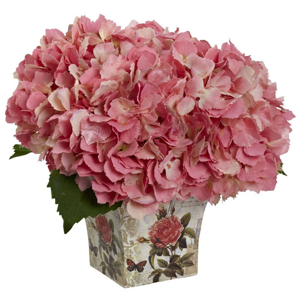 Nearly Natural Artificial Hydrangea with Floral Planter 1373-PK - The ...