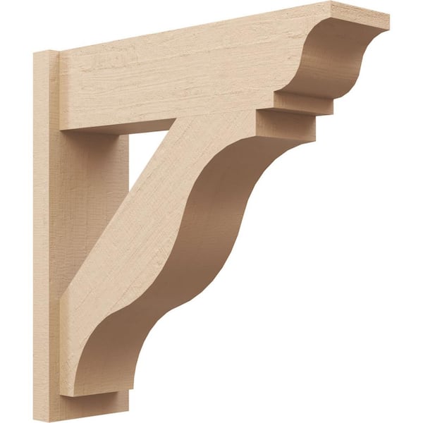 Ekena Millwork 8 in. x 28 in. x 28 in. Funston Traditional Rough Cedar Woodgrain Timberthane Polyurethane Outlooker, Primed Tan