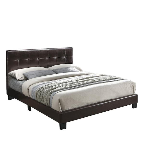 Brown Faux Leather Upholstered Full Bed