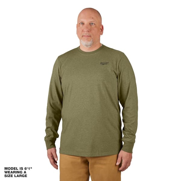 Milwaukee Men's X-Large Green Cotton/Polyester Short-Sleeve Hybrid