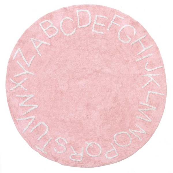 nuLOOM Kids Washable Round Alphabet Rug Pink 6 ft. x 6 ft. Area Rug