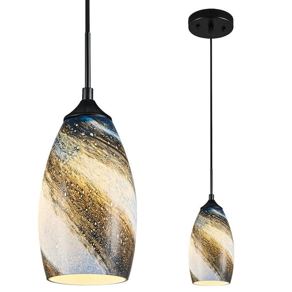 Home Lighting ‎60-Watt 1 Lights Starry Blue Mini Pendant Light with Glass Shade for Kitchen, No Bulbs Included, 1-Pack