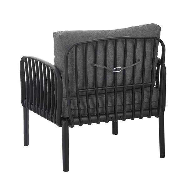 Tenleaf Black Plastic Outdoor Lounge Chair with Dark Gray