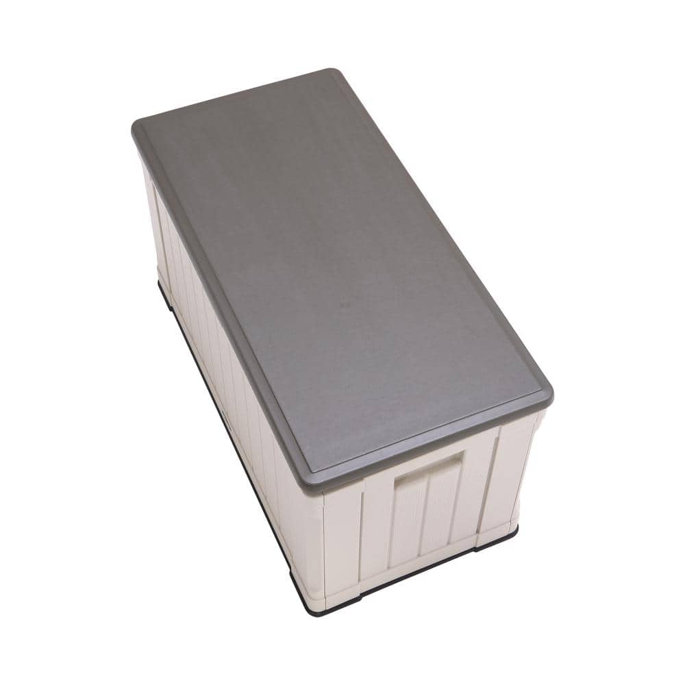 Tan and Brown Lockable 116 Gallon Plastic Deck Box