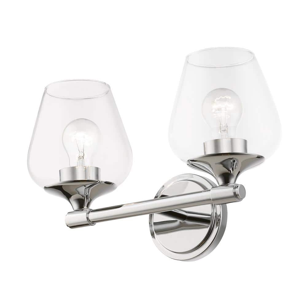 Willow Polished Chrome 2-Light Vanity Sconce with Clear Glass