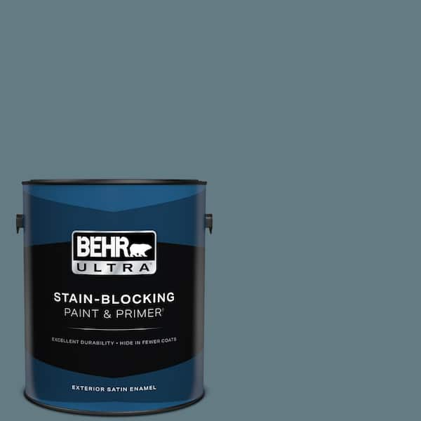 BEHR ULTRA 1 gal. #540F-5 Smokey Blue Satin Enamel Exterior Paint & Primer