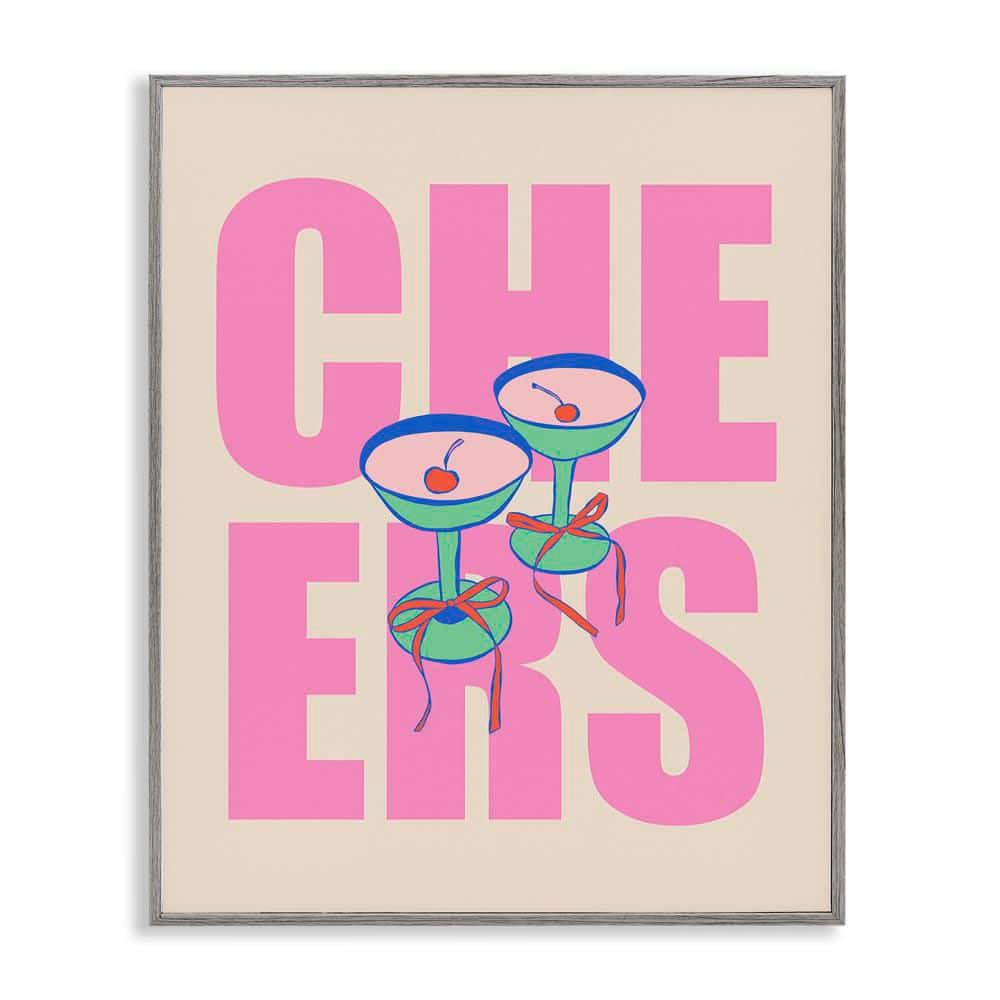 Cheers Martinis & Bows by House of Lulu Gray Framed Food Giclee Art Print 14 in. x 11 in. price history on PriceWatchPro