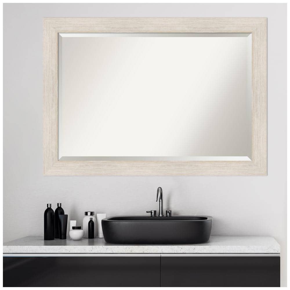 41" x 29" Whitewash Wood Bathroom Vanity Mirror