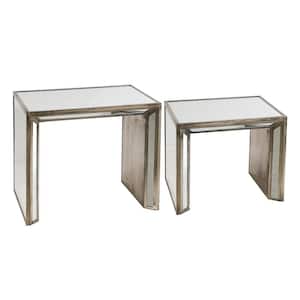 Waverly Mirrored and Brown Rectangle Side Table