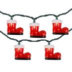 10-Count Clear Bulb Santa's Boots Christmas Light Set 7.5 ft. Green Wire