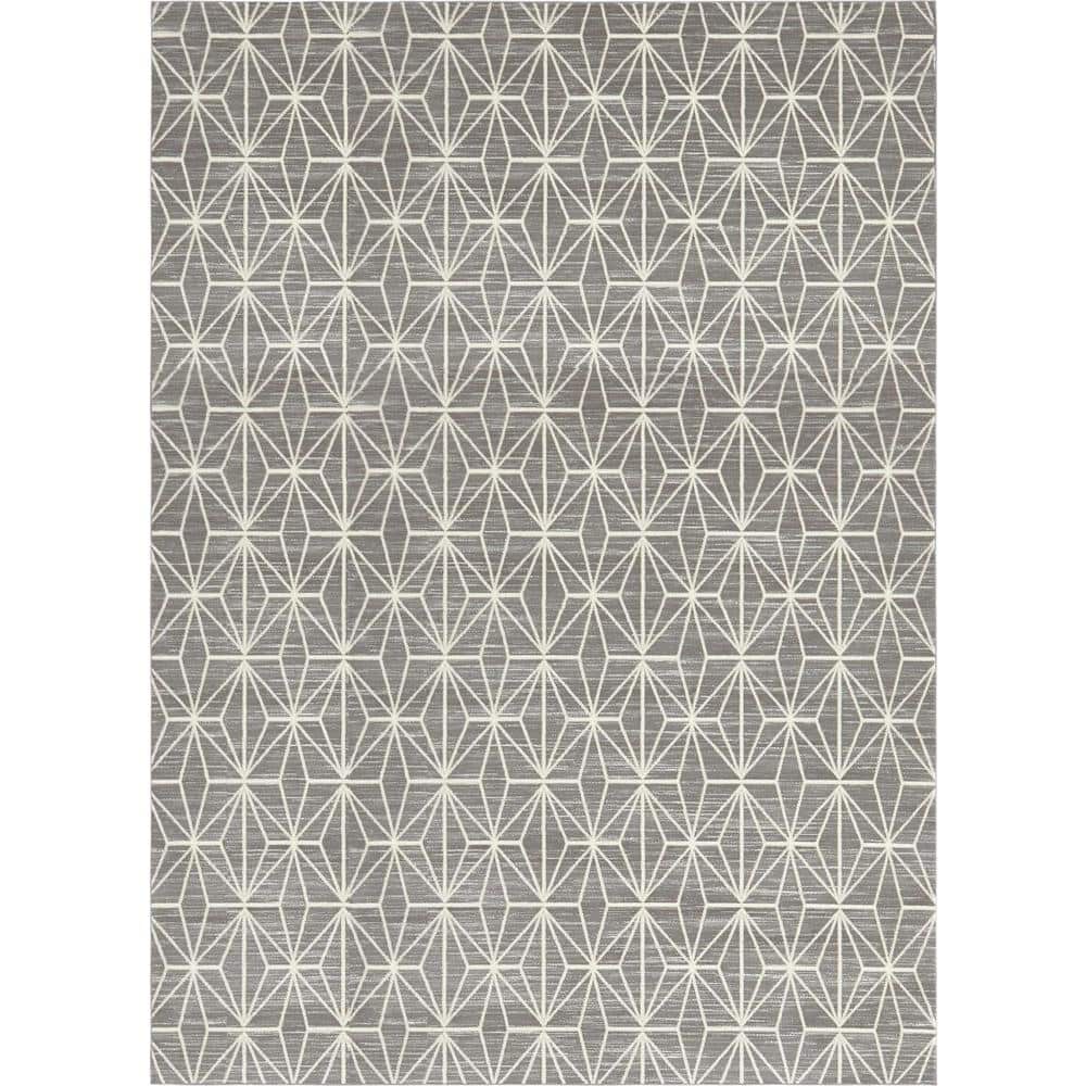 Manhattan Sophisticate Gray Synthetic 9' x 12' Easy-Care Rug
