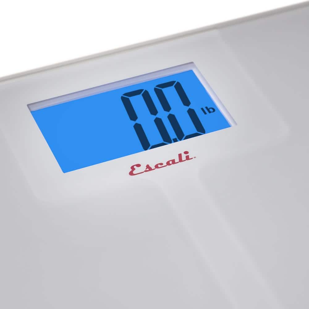 High Capacity White Glass Digital Bathroom Scale with Slip Resistant Surface