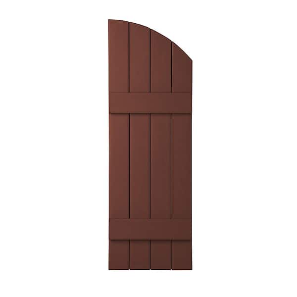 Ply Gem 15 in. x 41 in. Polypropylene Plastic 4-Board Closed Arch Top Board and Batten Shutters Pair in Red