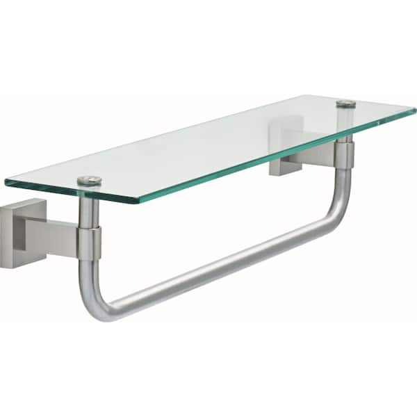 Franklin Brass Maxted 18 in. Glass Shelf with Towel Bar in Brushed Nickel