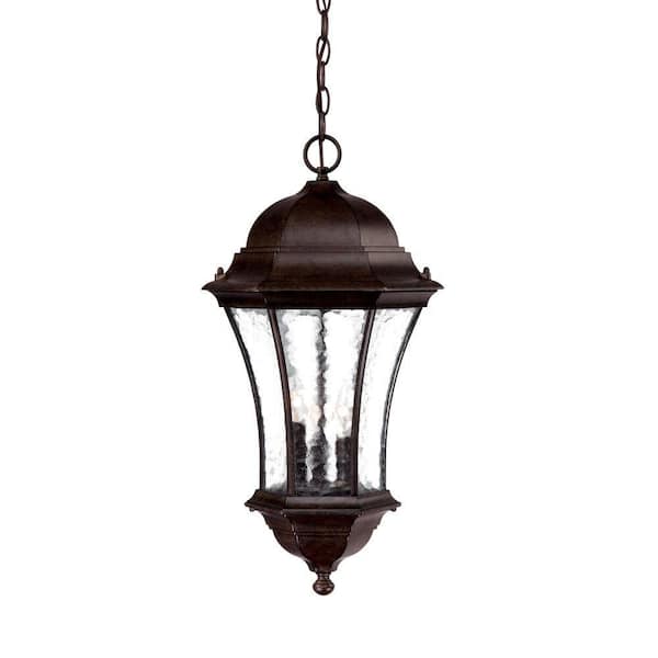 Acclaim Lighting Waverly Collection 3-Light Black Coral Outdoor Hanging Lantern Light Fixture