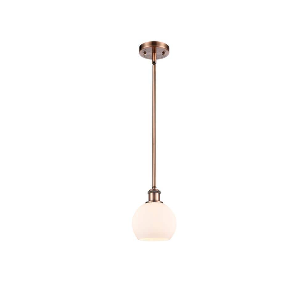 Antique Copper Mini Pendant with Matte White Glass Shade