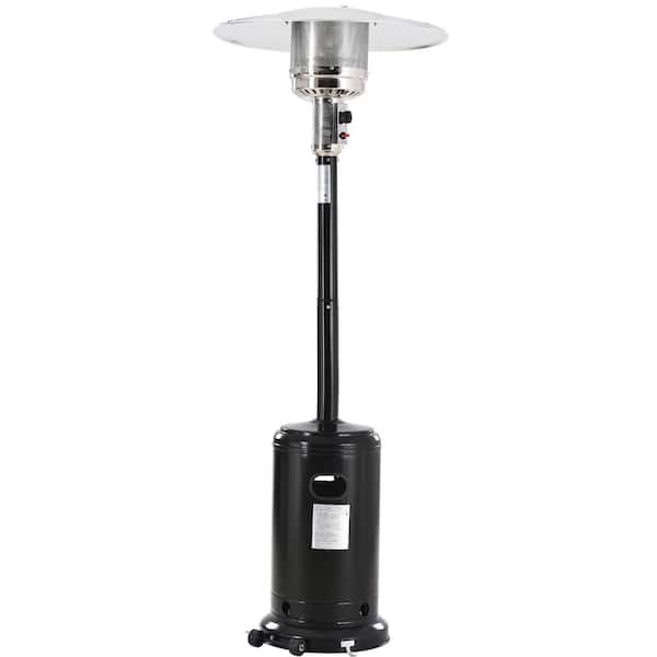 Unbranded 48,000 BTU Black Iron Standing Propane Gas Patio Heater with Moving Wheels