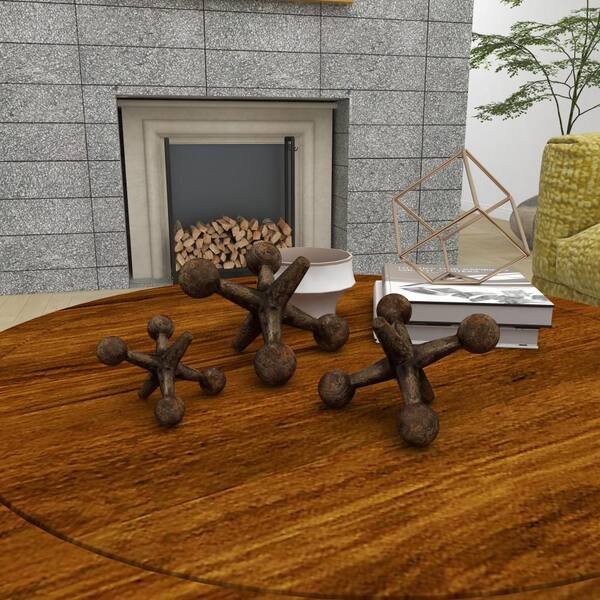 Litton Lane Gold Metal Jack Sculpture (Set of 3) 44535 - The Home