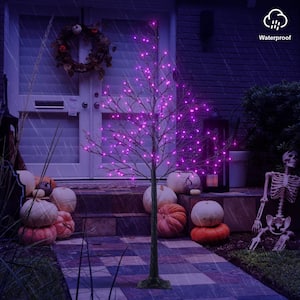 6 ft. Pre-decorated LED Pirate Halloween Yard Decorations Lighted Tree Artificial Black Spooky Tree