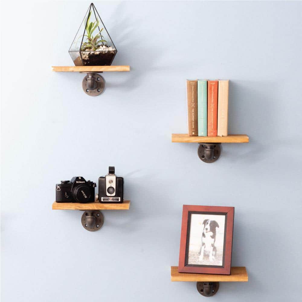 Black Cast Iron Double Flange Shelf Bracket Set