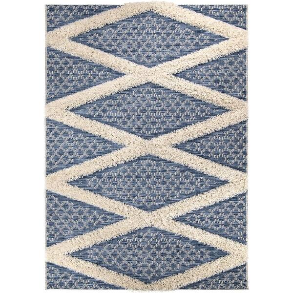 Orian Rugs Four Corners Blue 5 ft. x 8 ft. Indoor/Outdoor Area Rug