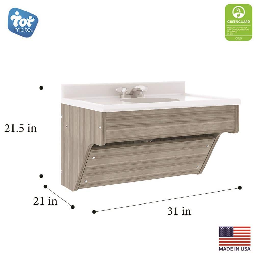 Shadow Elm Gray Composite Wood Single Wall Vanity with Marble Top