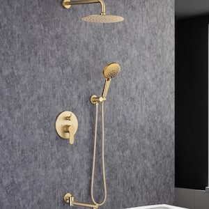 Single Handle 3 -Spray Patterns Tub and Shower Faucet 2.5 GPM in Spot Defense Brushed Gold Valve Included