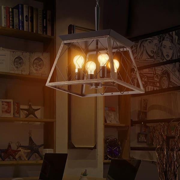 4-Light Vintage Antique Chandelier for Dining Room with No Bulbs Included