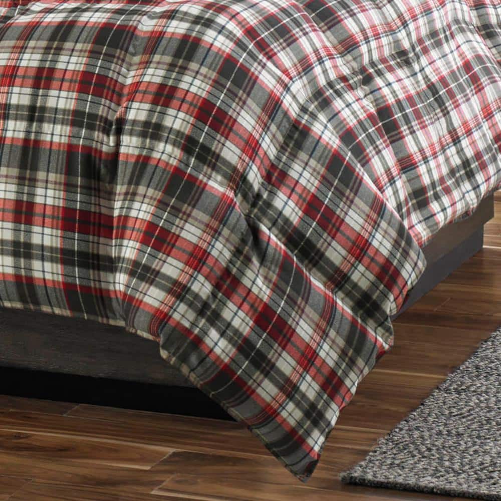 Astoria Red and Slate Plaid Cotton Comforter Set