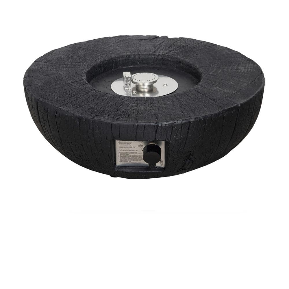 28 in. Ore Powder 30,000 BTU Exterior Faux Stone Propane Fire Pit in Black