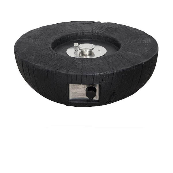 Unbranded 28 in. Ore Powder 30,000 BTU Exterior Faux Stone Propane Fire Pit in Black