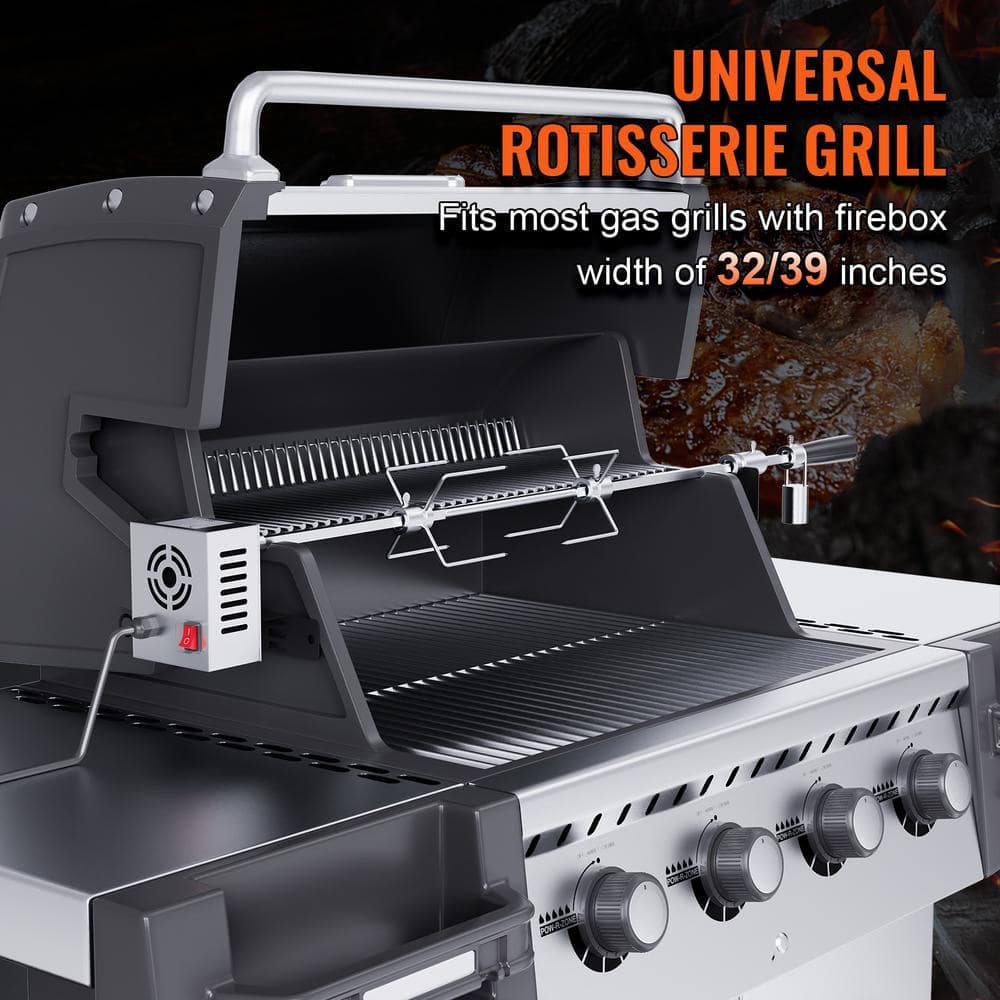 Stainless Steel Universal Rotisserie Kit with Electric Motor