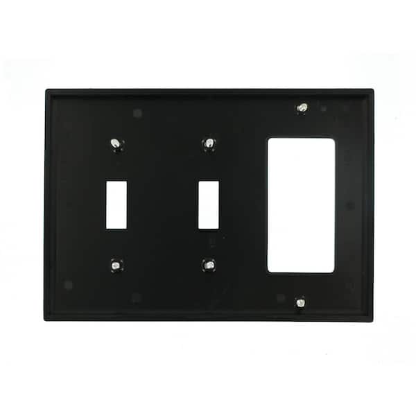 2 PACK 4-Gang 3-Toggle 1-Duplex Combination Wall Plate Switch Cover Lot of 2